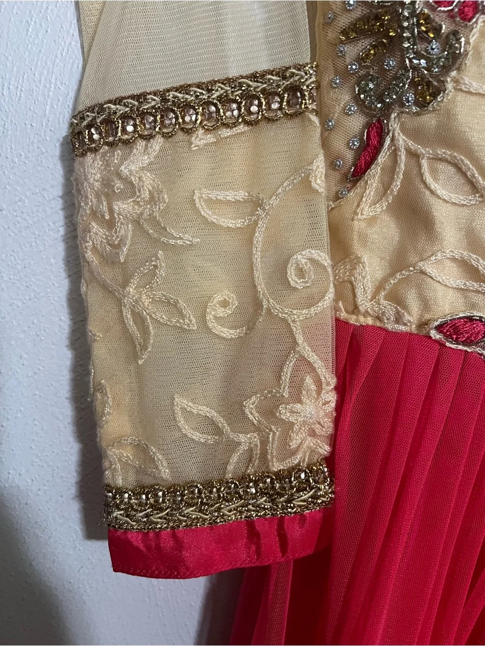 NO BRAND Anarkai Mastani Churidar Dress Suit 2 Pieces Hot Pink‎ Gold Girl's Sz M